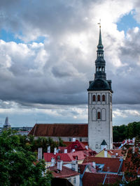 View of buildings against cloudy sky