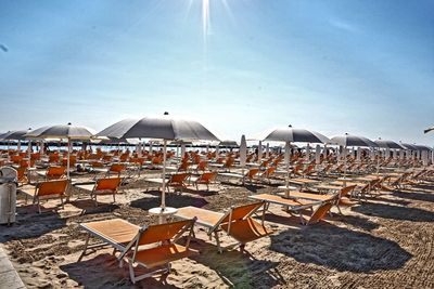 View of chairs on beach