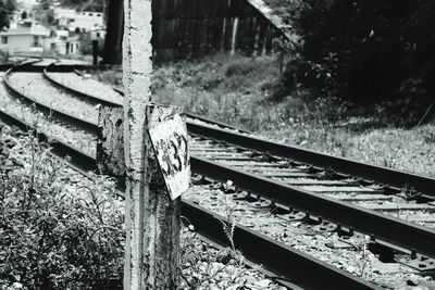 Close-up of train on railroad track