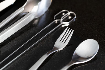 Close-up of fork on table