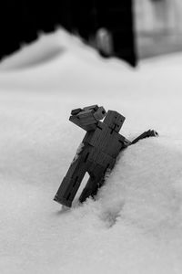 Close-up of toy on snow