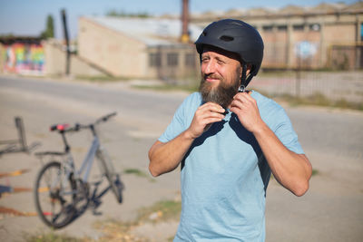 Man riding bicycle