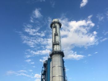 Low angle view of built structure against blue sky