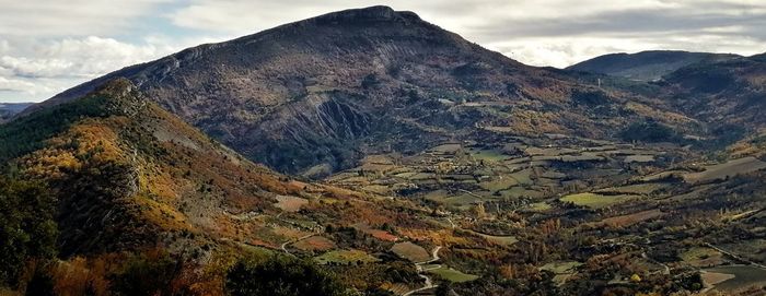 Scenic view of mountains against sky