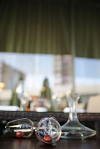 Close-up of wine glass on table