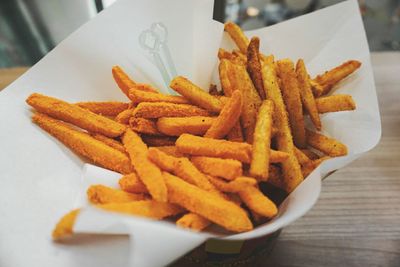 High angle view of food on table