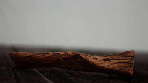 Close-up of wood against white background