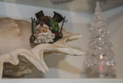 Close-up of christmas decoration on table