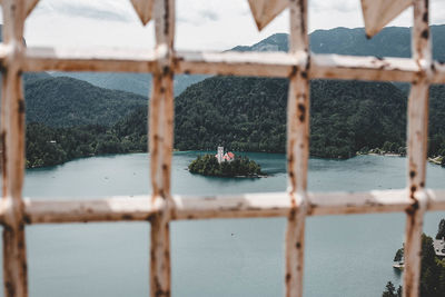 Scenic view of sea against mountain