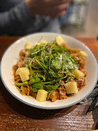 High angle view of meal served in plate