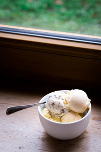 Close-up of ice cream in bowl