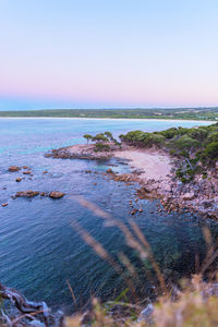 Scenic view of sea against clear sky