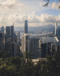 Modern buildings against sky in city