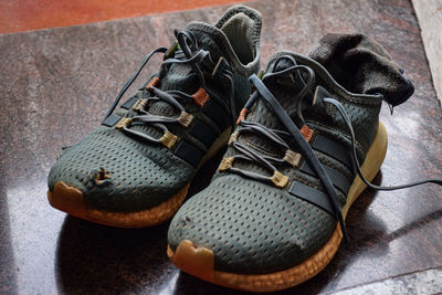 High angle view of shoes on table