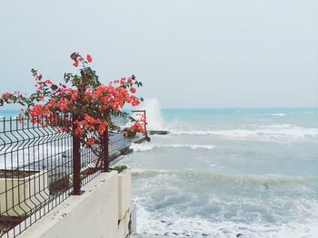 View of calm sea against clear sky