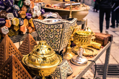 Close-up of christmas decorations for sale