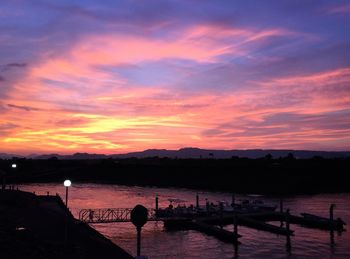 Silhouette of boat at sunset