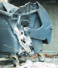 Close-up of damaged cart