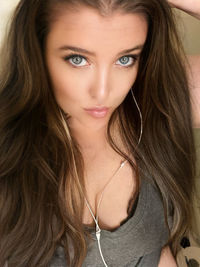 Close-up portrait of a beautiful young woman