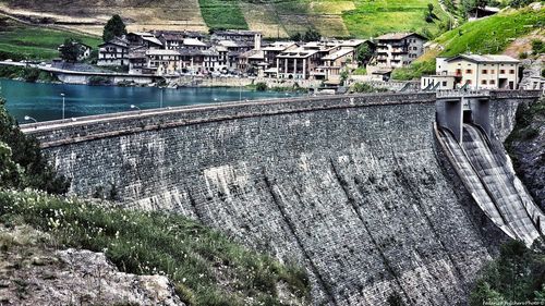 High angle view of dam