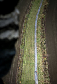 High angle view of a dirt road