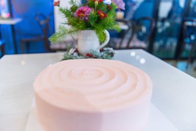 Close-up of dessert on table