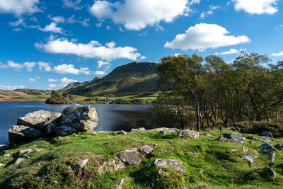 Scenic view of lake against sky