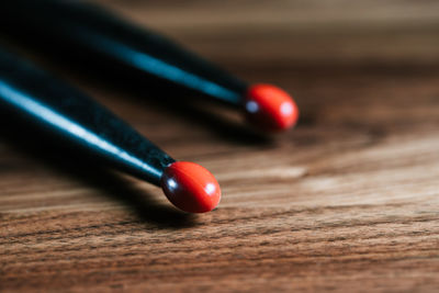 Close-up of colored pencils on table