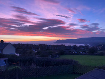 Scenic view of field against sky at sunset