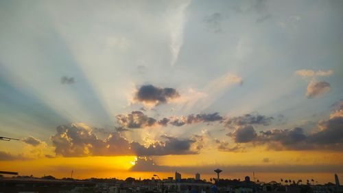 Panoramic view of sea against sky during sunset