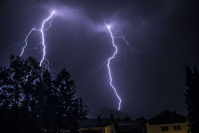 Low angle view of lightning