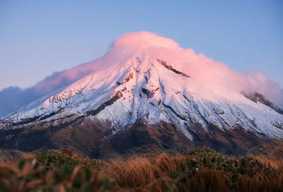 Panoramic view of snowcapped mountains against sky