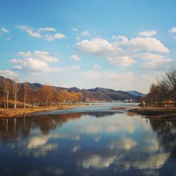 Scenic view of lake against sky