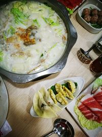 High angle view of food