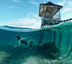 Man swimming in sea