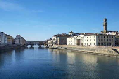 Panoramic view of the old bridge over the arno river in the city center