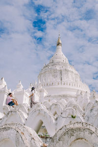 Low angle view of white building against sky