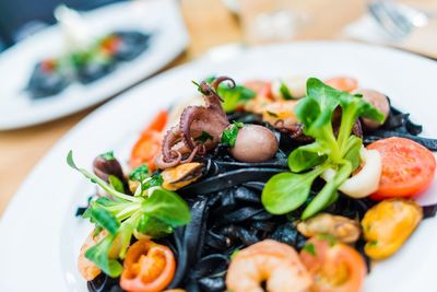 Close-up of food in plate on table