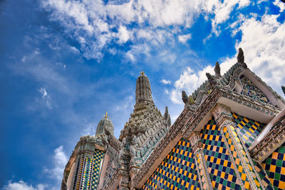 Low angle view of temple building against sky