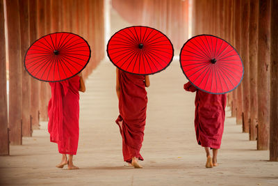 Full frame shot of three monks