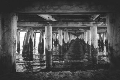 Interior of pier over sea