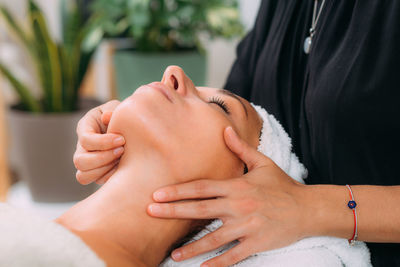 Ayurvedic face massage with ethereal oils