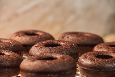 Homemade vegan and gluten free donuts ready for icing, close-up image of doughnuts