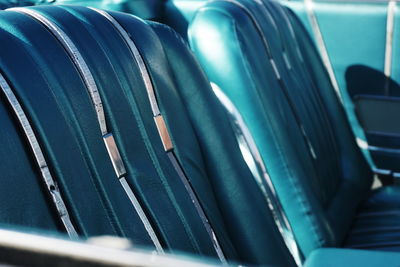 Close-up of vintage car seats