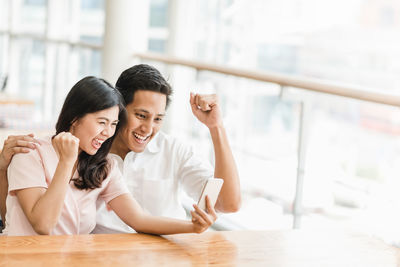 Young couple smiling