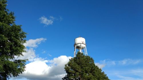 Low angle view of water tower against sky