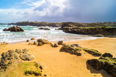 Scenic view of beach against sky