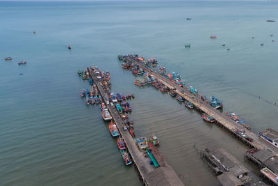 High angle view of pier over sea