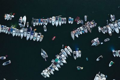 High angle view of crowd at night