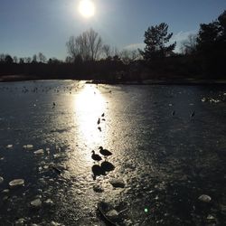 Scenic view of lake against sky